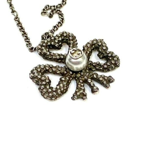 NWT Gucci Sterling Silver Faux-Pearl Pendant Necklace - Picture 1 of 8